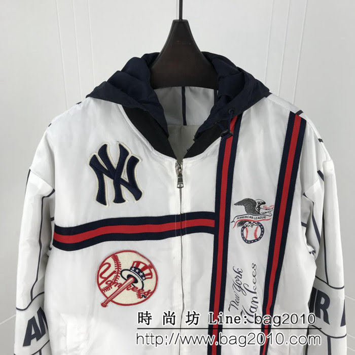 GUCCI古馳 18ss秋冬新款 NY復古系列 勳章刺繡豎條 棉夾克套裝 男女同款 ydi1636
